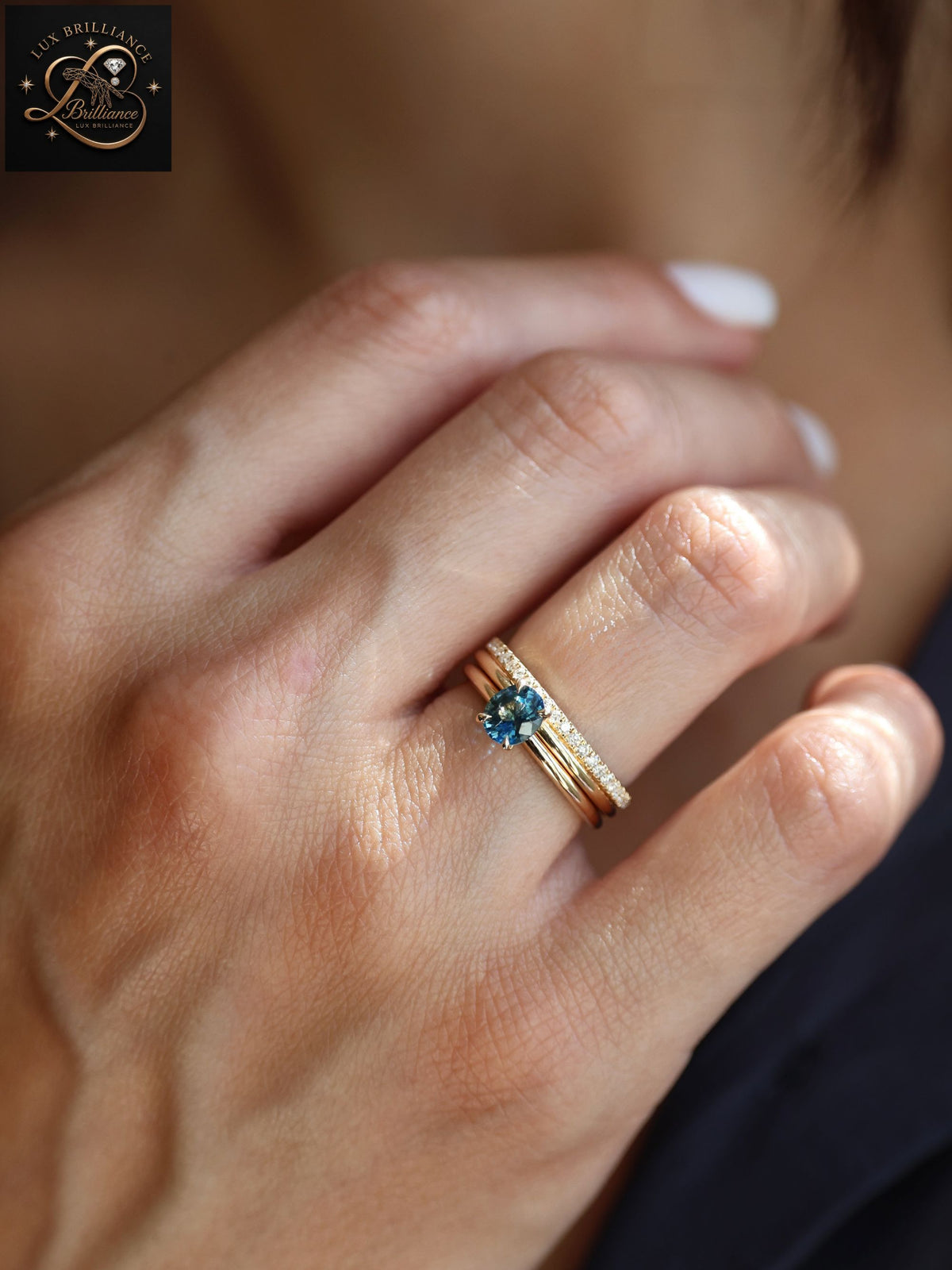Oval Cut Ocean Blue Sapphire Ring | 14K Yellow Gold Solitaire Engagement Ring