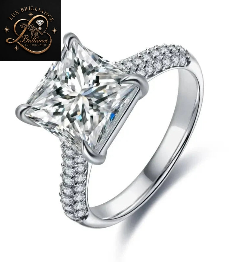 Princess Cut Diamond Engagement Ring | Micro-Pave Diamond Solitaire Ring