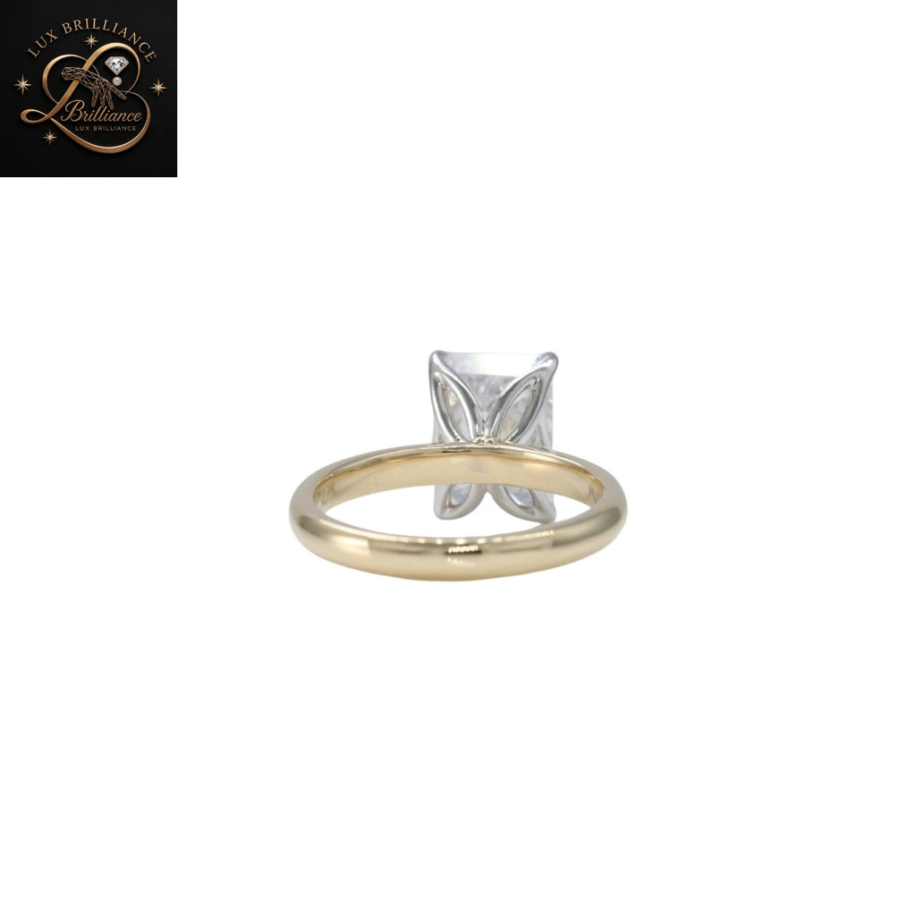 Elongated Emerald Cut Diamond Solitaire Ring | Engagement Diamond Solitaire Ring
