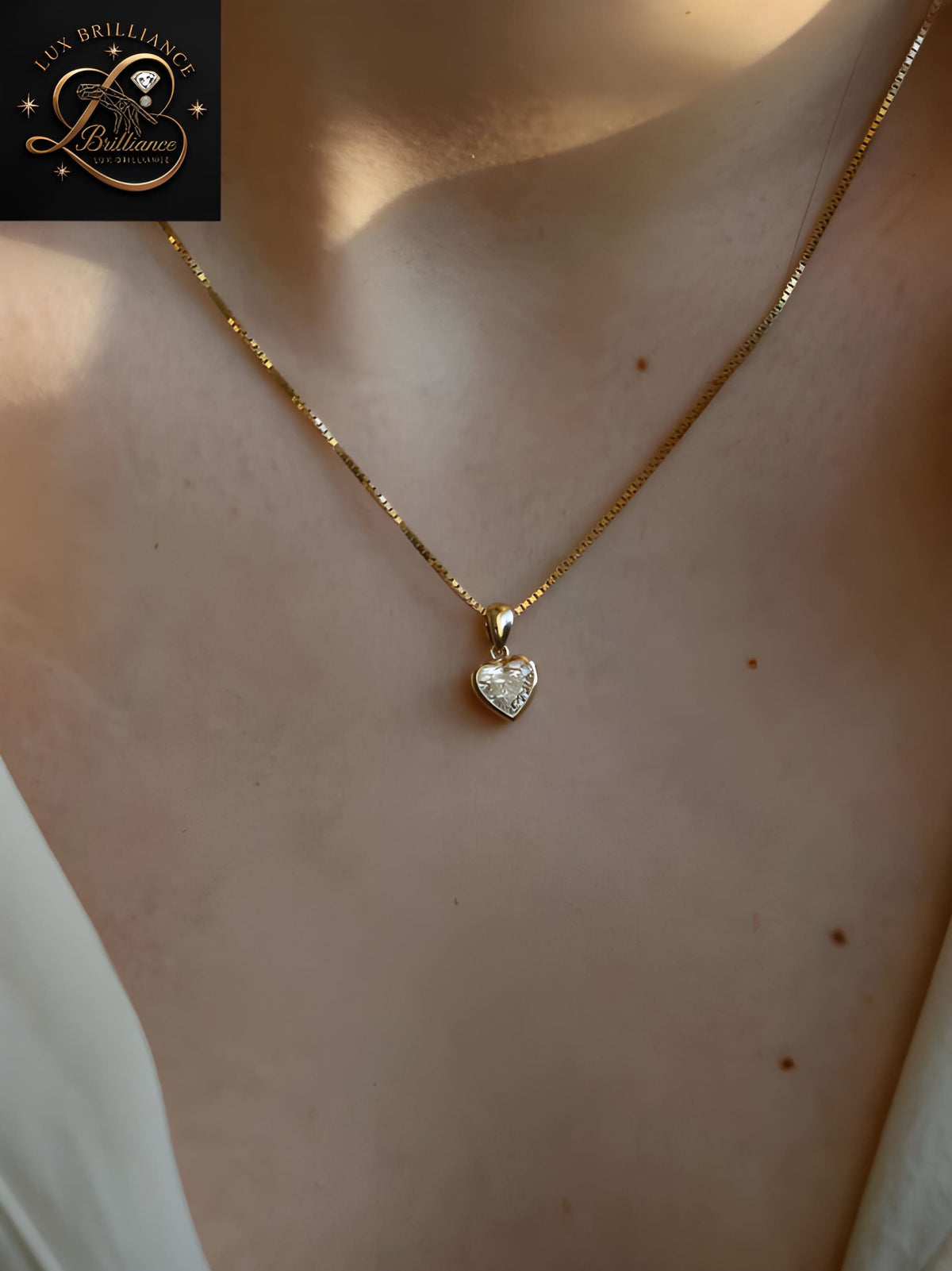 Heart Cut Diamond Bezel Pendant Necklace in 18K Gold | Birthday Gift