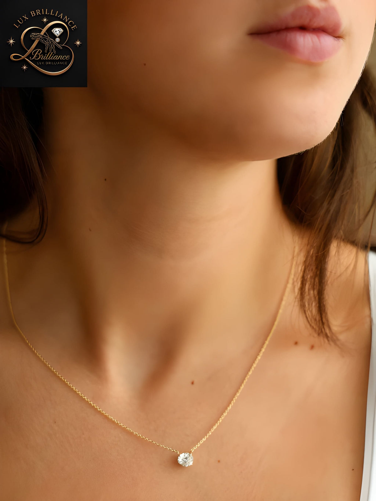 Dainty Round Brilliant Cut Diamond Pendant | Minimalist Gold Chain | Fine Jewelry
