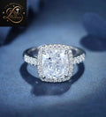 Cushion Cut Diamond Halo Engagement Ring | Half Eternity Solitaire Ring For Wedding