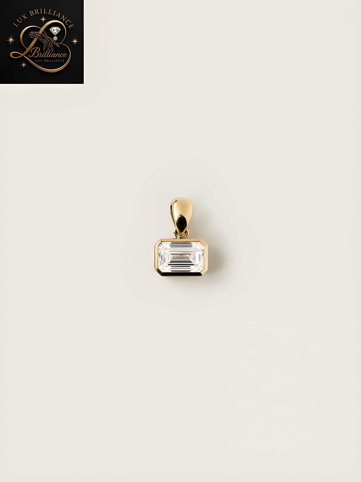 East-West Emerald Cut Diamond Solitaire Pendant |18K Gold Box Chain Necklace