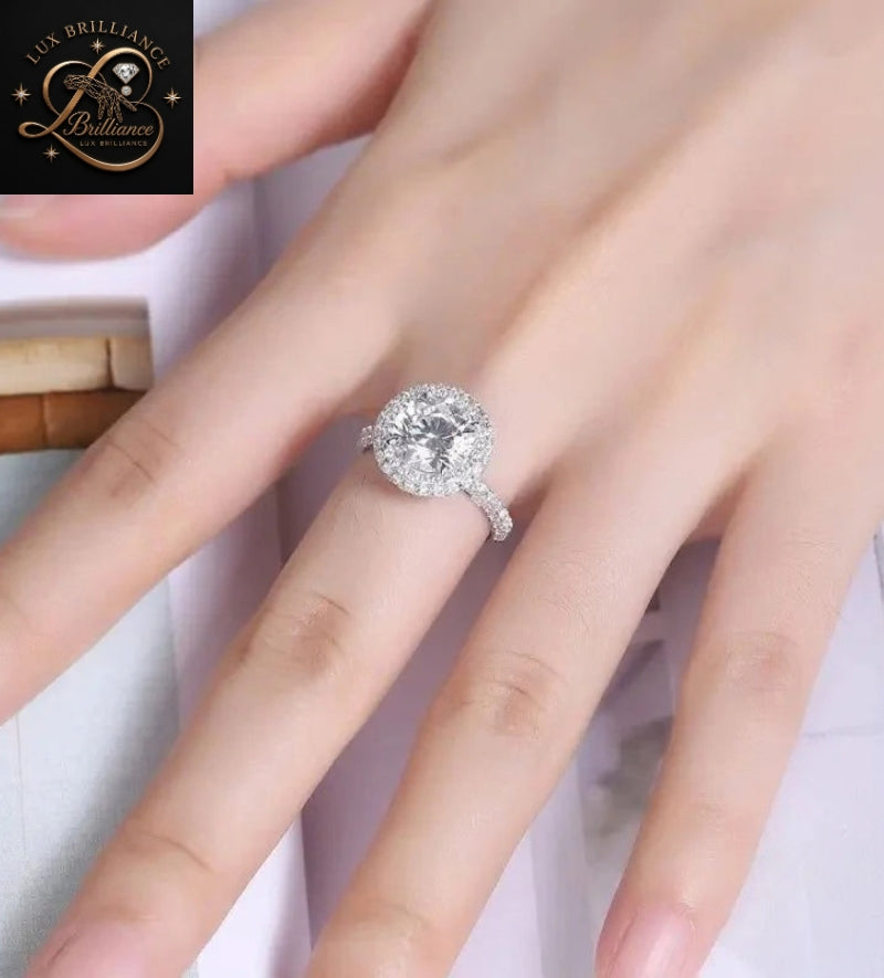 Double Halo Round Brilliant Diamond Engagement Ring | Micro-Pave Diamond Ring