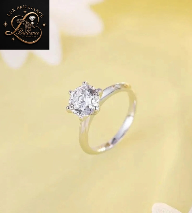 Classic 6-Prong Round Cut Diamond Solitaire Engagement Ring | Anniversary Promise Girt Ring