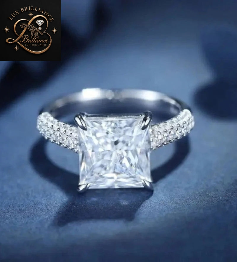 Princess Cut Diamond Engagement Ring | Micro-Pave Diamond Solitaire Ring
