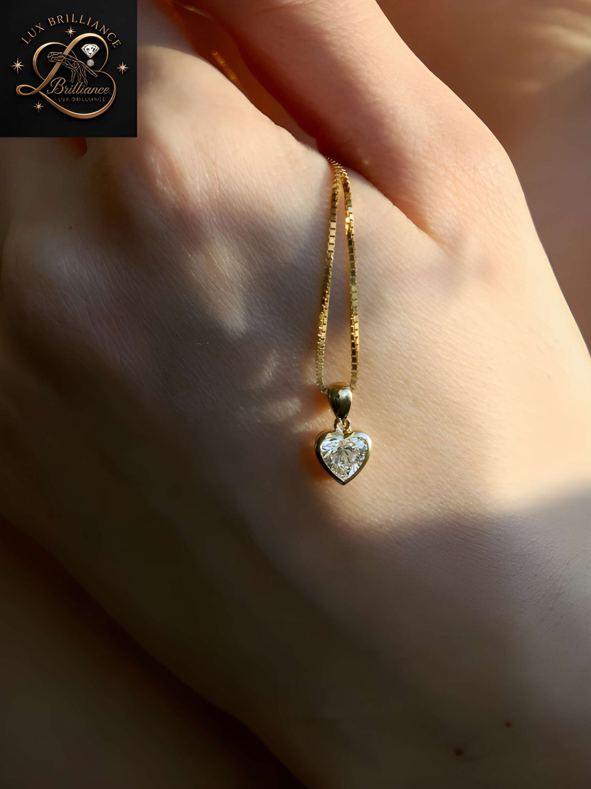 Heart Cut Diamond Bezel Pendant Necklace in 18K Gold | Birthday Gift