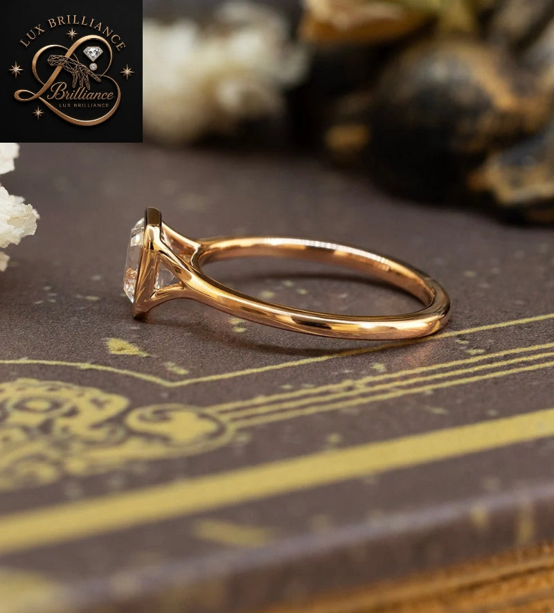 2 Ct Asscher Cut Diamond Ring | Bezel Set Solitaire Ring | Gift For Her