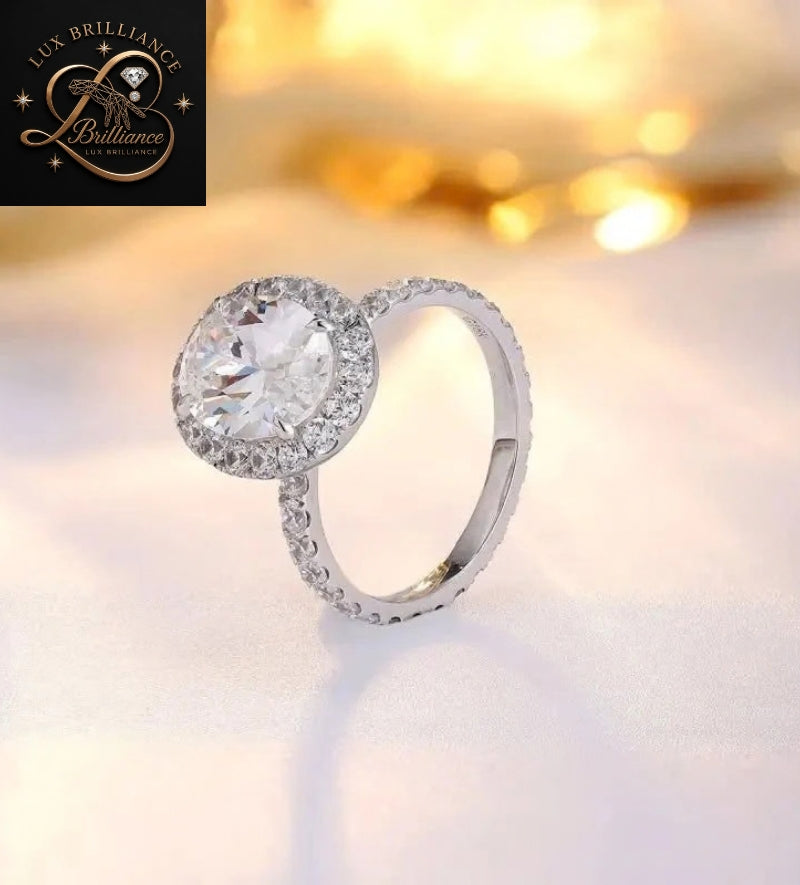Full Eternity Oval Diamond Engagement Ring | 18K Elongate Diamond Halo Ring