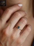 Oval Cut Ocean Blue Sapphire Ring | 14K Yellow Gold Solitaire Engagement Ring