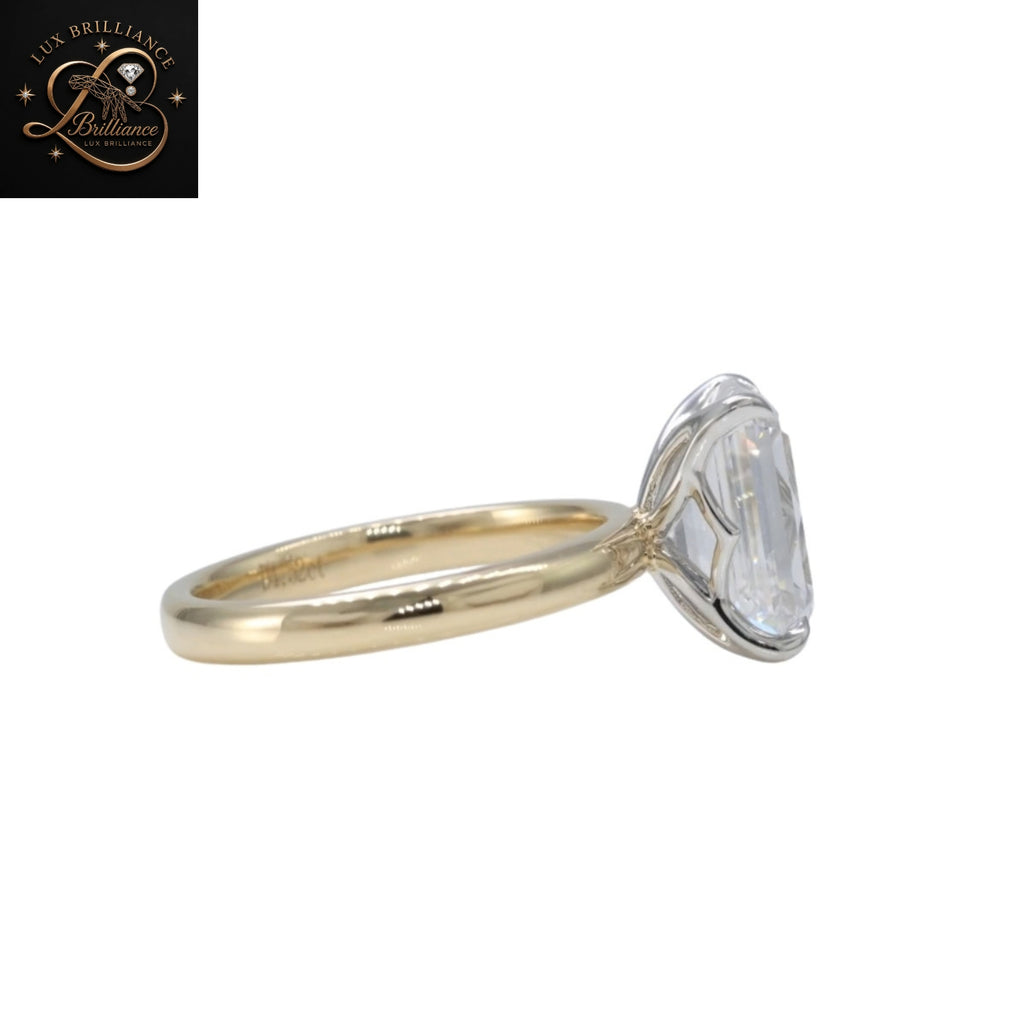 Elongated Emerald Cut Diamond Solitaire Ring | Engagement Diamond Solitaire Ring
