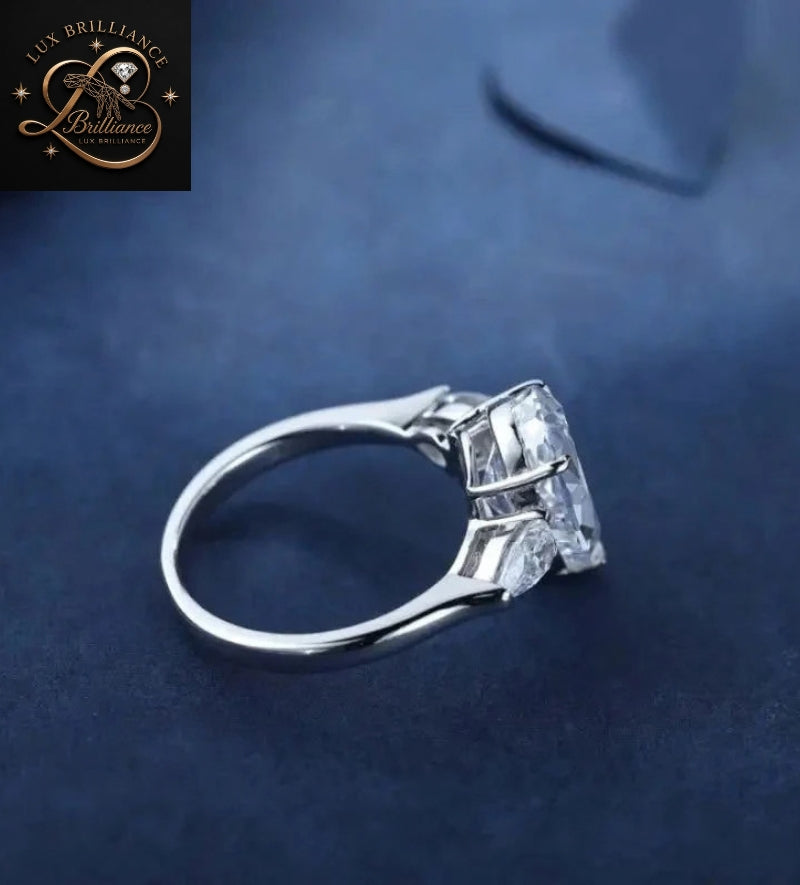2.5 Ct Pear Diamond Ring Solitaire Ring | Three Diamond Engagement Ring