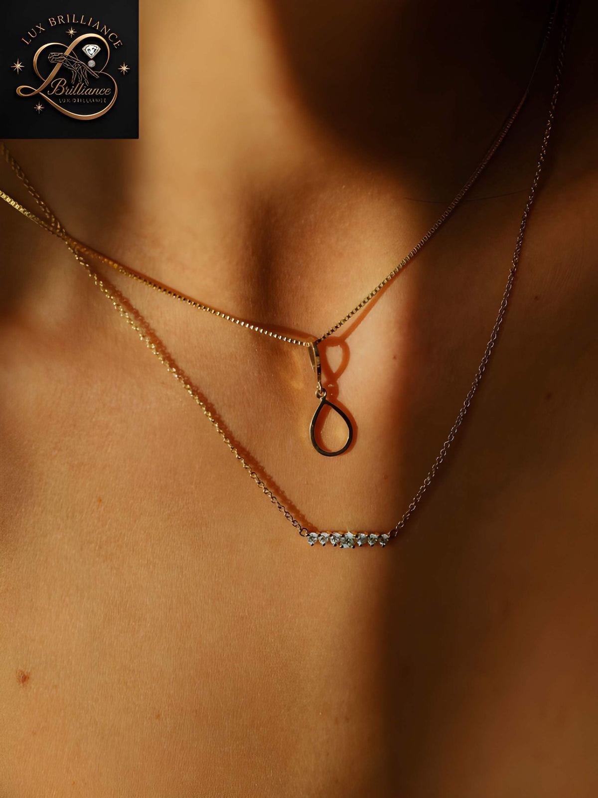 Graduated Diamond Curved Bar Necklace in 18K Gold | Gift For Her