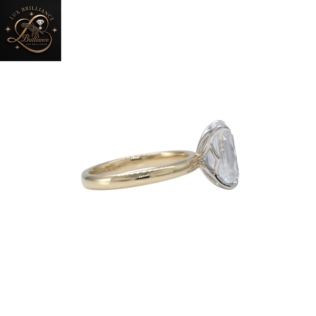 Elongated Emerald Cut Diamond Solitaire Ring | Engagement Diamond Solitaire Ring