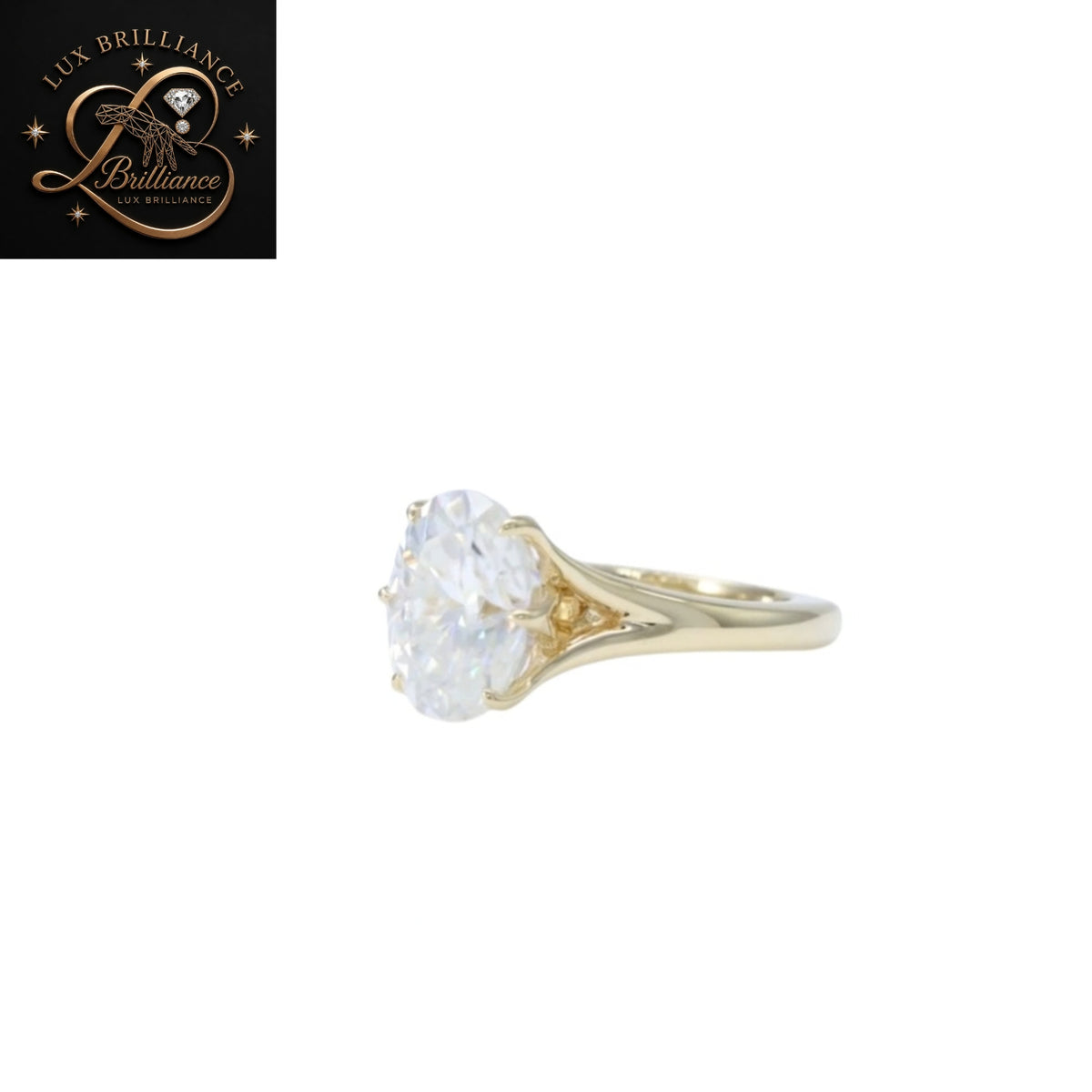 Classic Oval Cut Diamond Solitaire Engagement Ring | Split Cathedral Tapered Ring