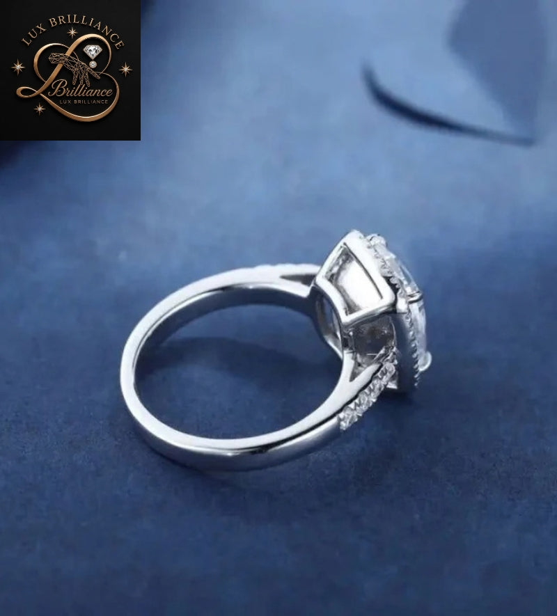 Cushion Cut Diamond Halo Engagement Ring | Half Eternity Solitaire Ring For Wedding