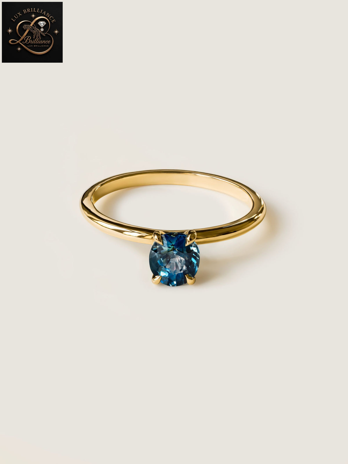 Oval Cut Ocean Blue Sapphire Ring | 14K Yellow Gold Solitaire Engagement Ring