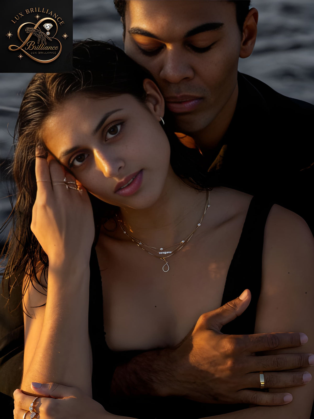 Graduated Diamond Curved Bar Necklace in 18K Gold | Gift For Her