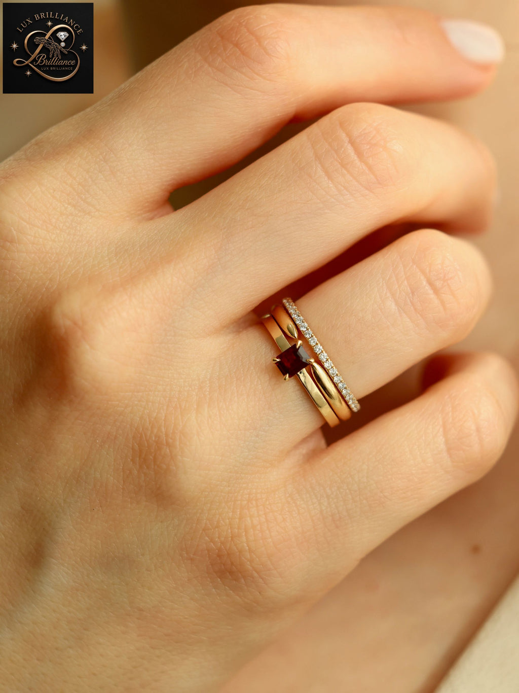 Classic Emerald Cut Ruby Solitaire Ring | Yellow Gold Promise & Anniversary Ring