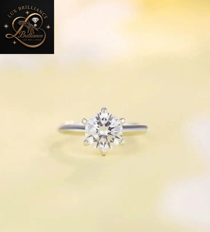 Classic 6-Prong Round Cut Diamond Solitaire Engagement Ring | Anniversary Promise Girt Ring