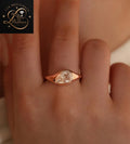 Modern Pear Cut Diamond Flush Bezel Ring in 18K Rose Gold | Anniversary Diamond Ring Gift