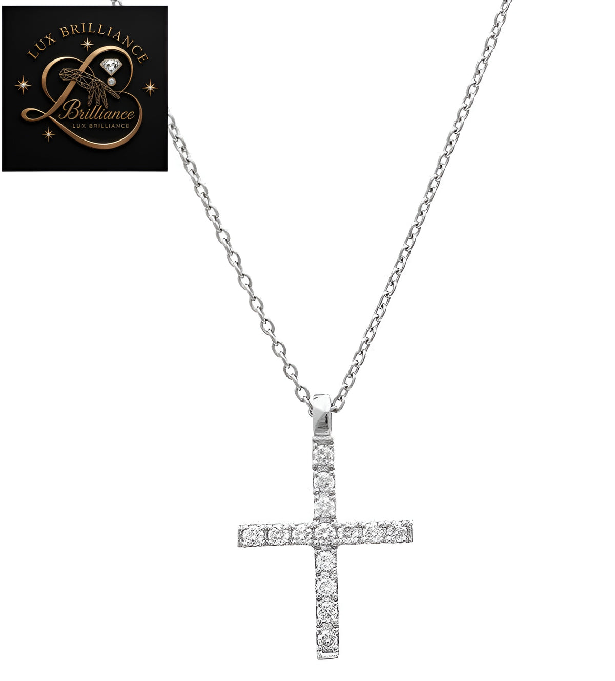 Delicate Floating Diamond Cross Necklace | 18K White Gold Jewelry | Anniversary Gift