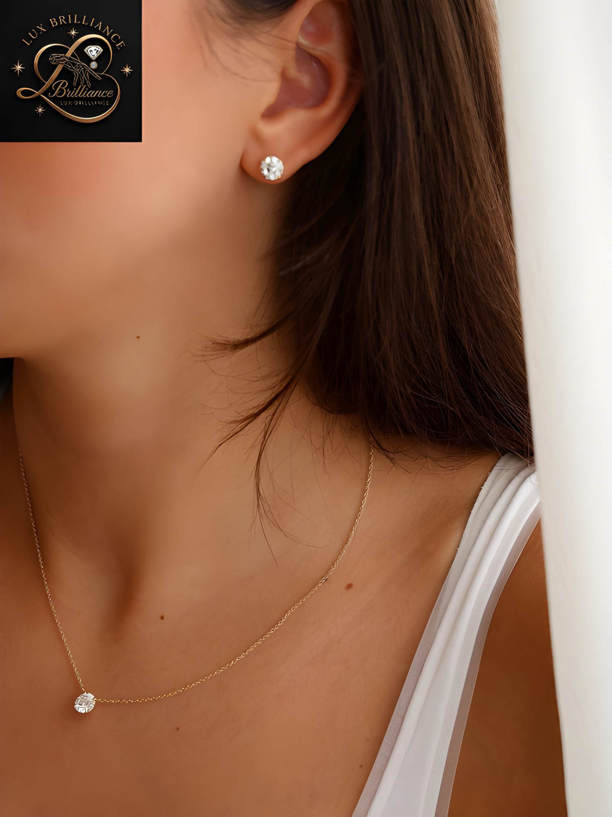 Dainty Round Brilliant Cut Diamond Pendant | Minimalist Gold Chain | Fine Jewelry