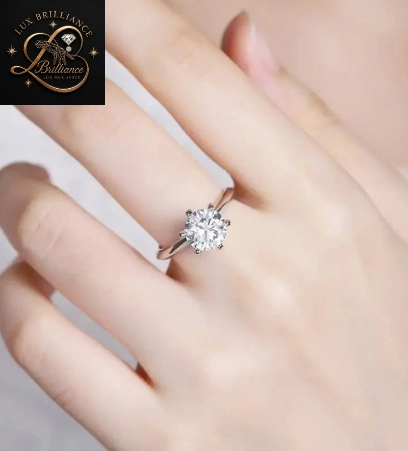 Classic 6-Prong Round Cut Diamond Solitaire Engagement Ring | Anniversary Promise Girt Ring