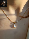Floating Pear Cut Diamond Drop Choker Necklace | 18k Gold | Fine Jewelry