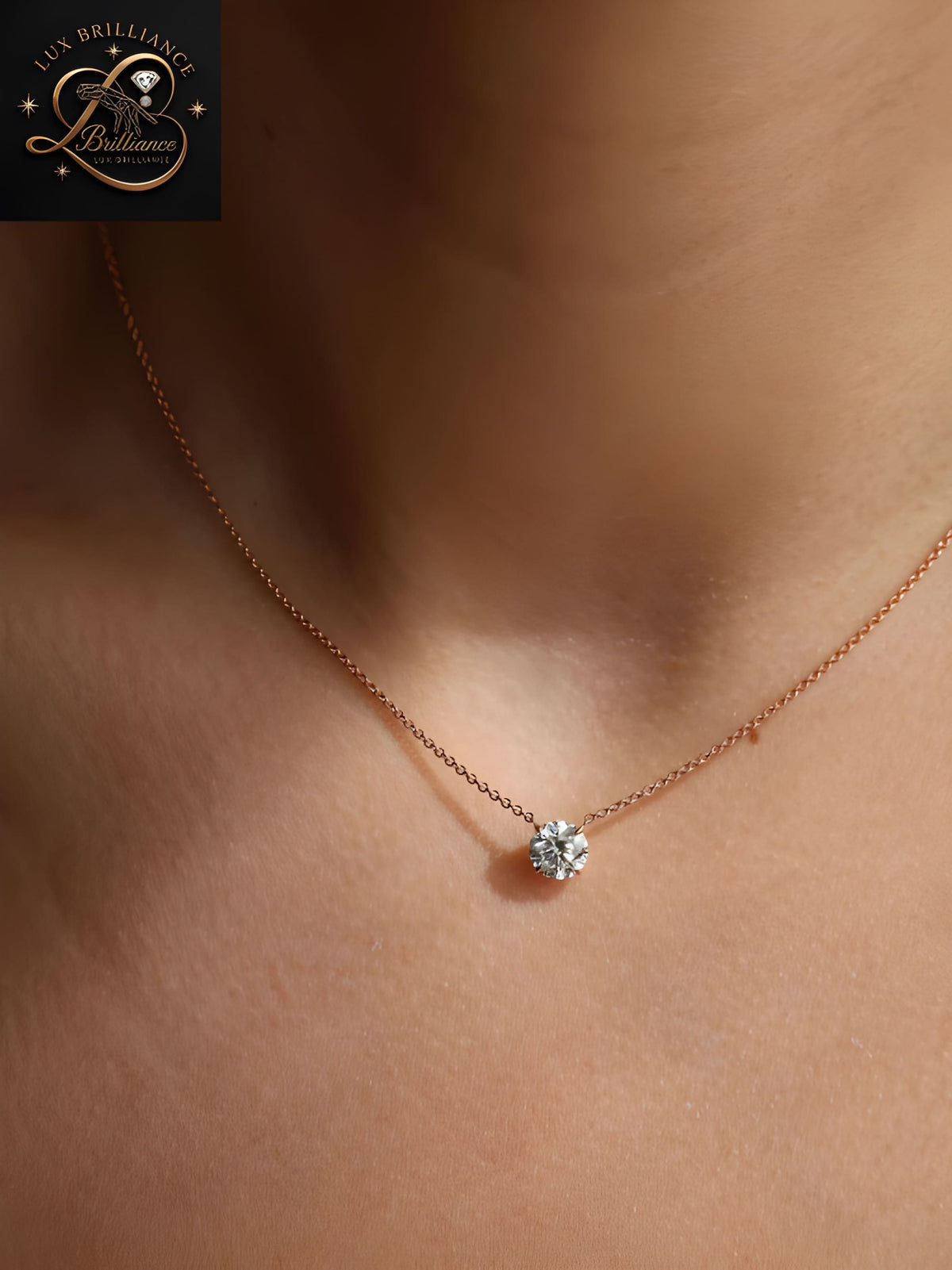 Dainty Round Brilliant Cut Diamond Pendant | Minimalist Gold Chain | Fine Jewelry