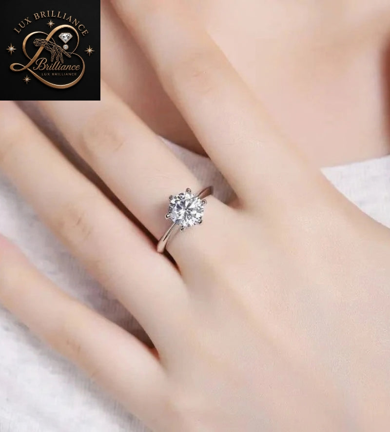 Classic 6-Prong Round Cut Diamond Solitaire Engagement Ring | Anniversary Promise Girt Ring