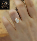 Lotus Basket Pear Shaped Diamond Solitaire Ring in 14K / 18K Yellow Gold | Bridal Surprise Gift