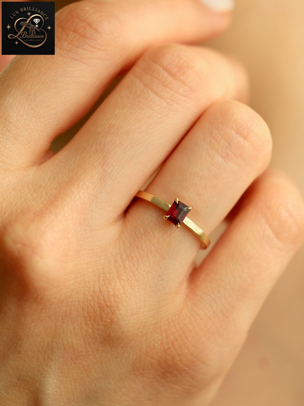 Classic Emerald Cut Ruby Solitaire Ring | Yellow Gold Promise & Anniversary Ring