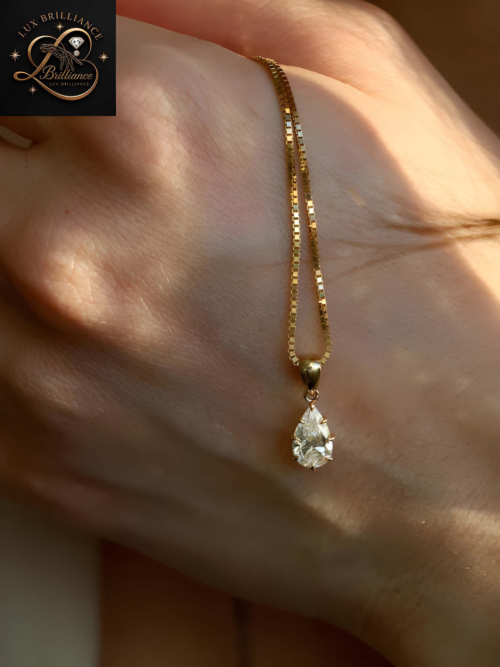 Floating Pear Cut Diamond Drop Choker Necklace | 18k Gold | Fine Jewelry