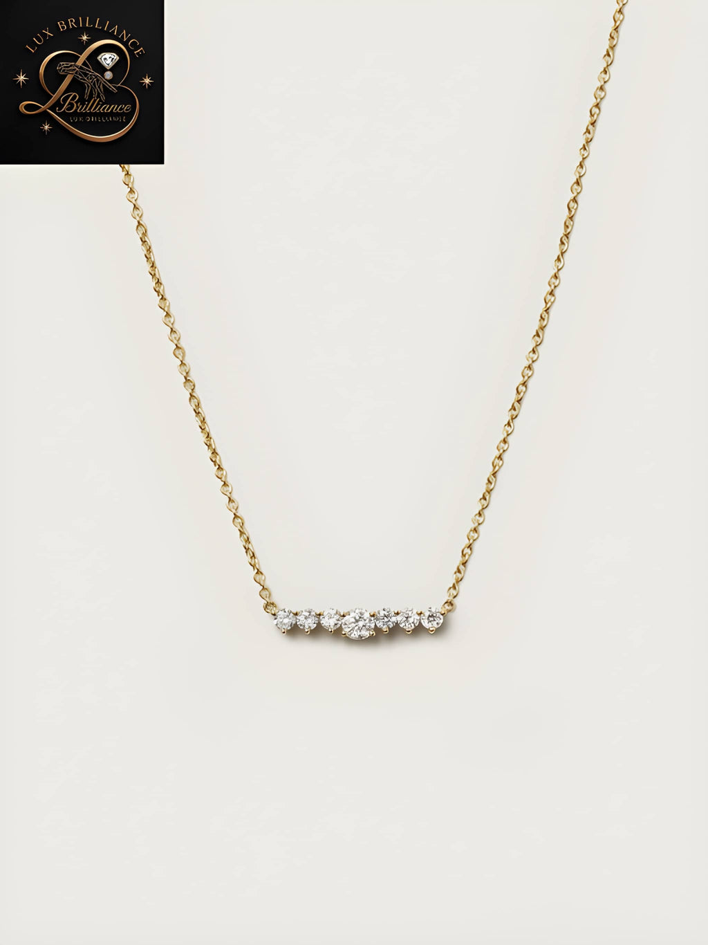 Graduated Diamond Curved Bar Necklace in 18K Gold | Gift For Her