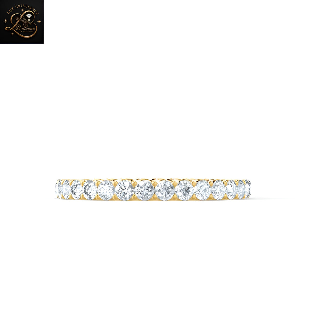 18k Yellow Gold Diamond Pave Eternity Band | Micro Pave Wedding Ring | Gift For Her