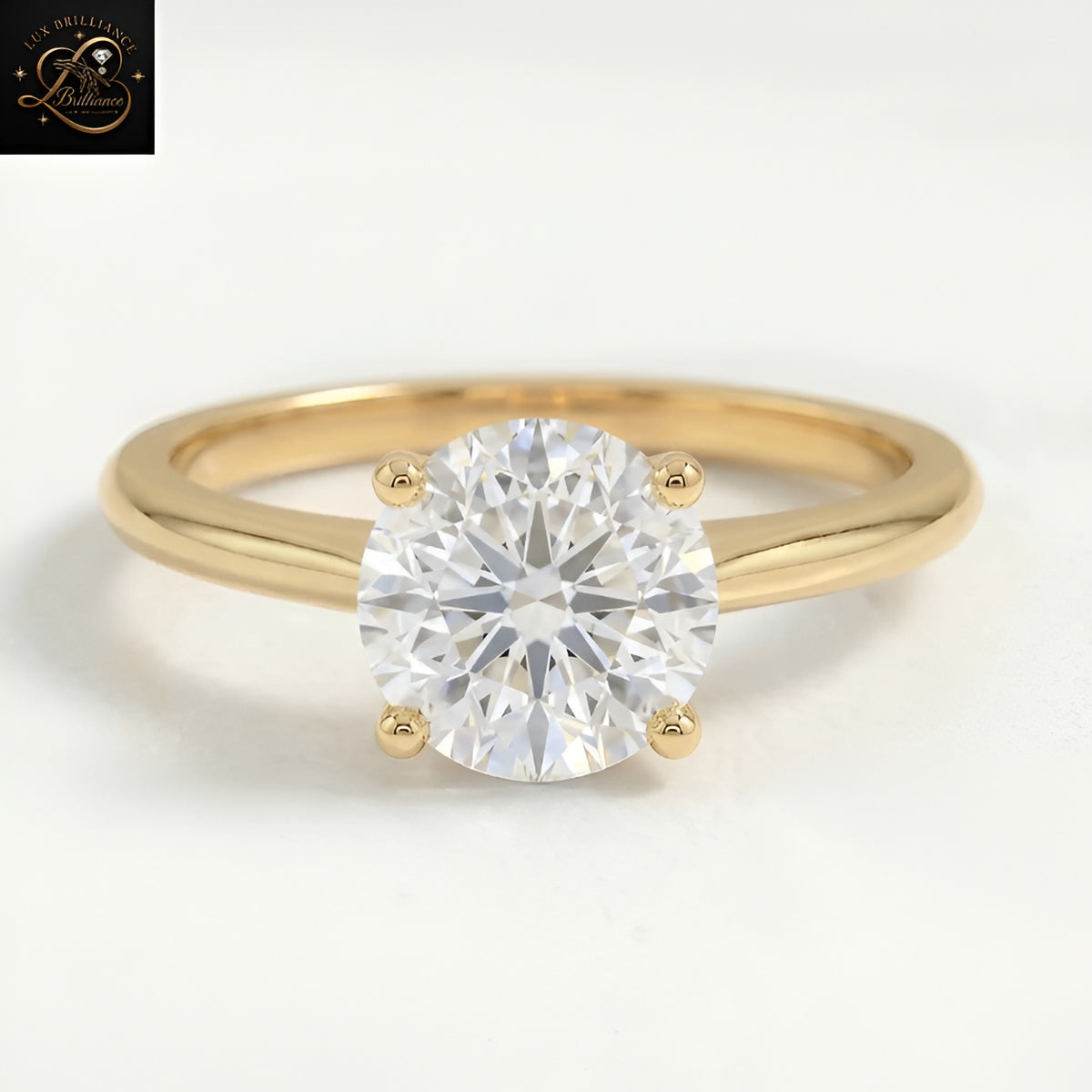 Classic Round Solitaire Engagement Ring | Brilliant Lab Diamond 4-Prong sleek Plain Band | Gift For Her (Copy)