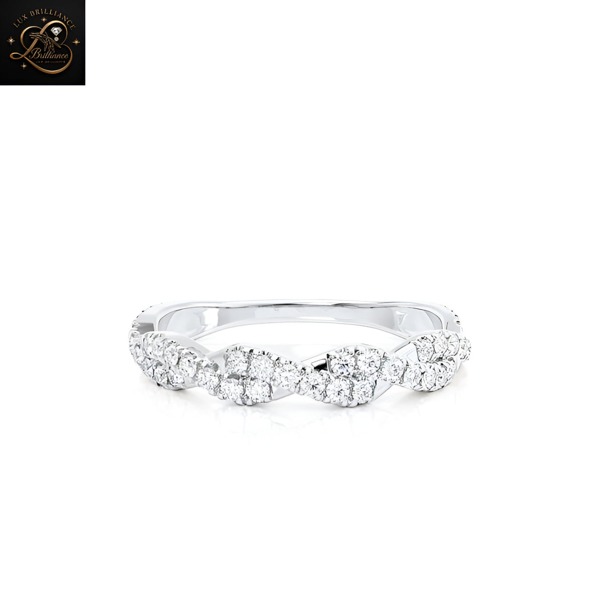 Round Cut Twisted Vine Pave Band | White Gold Lab Diamond Elegant Eternity Band | Gift For Her