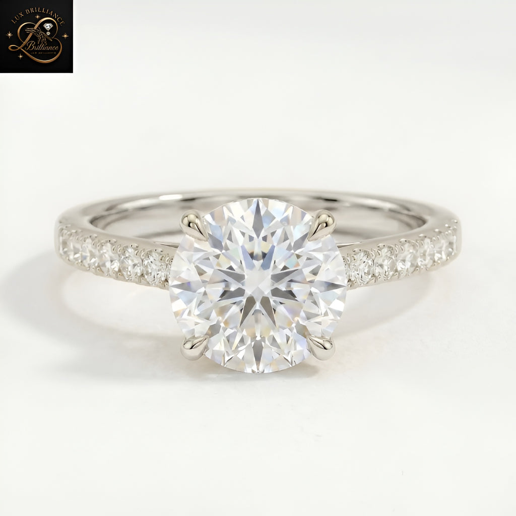 2CT Round Cut Solitaire Engagement Ring | 18K Lab Ground 4 Prong - Pave Diamond Ring | Gift For Her (Copy)