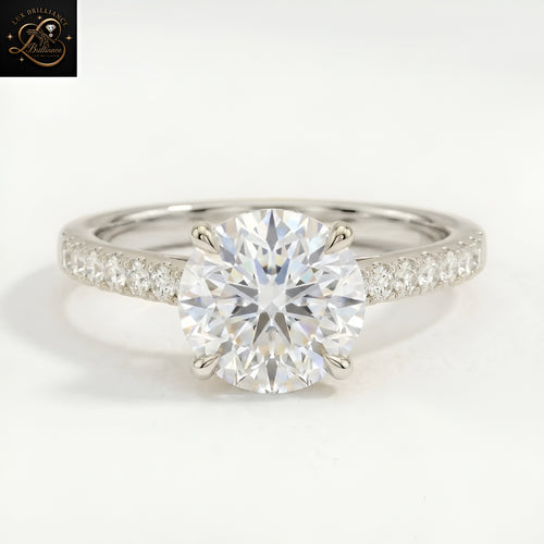 2CT Round Cut Solitaire Engagement Ring | 18K Lab Ground 4 Prong - Pave Diamond Ring | Gift For Her (Copy)