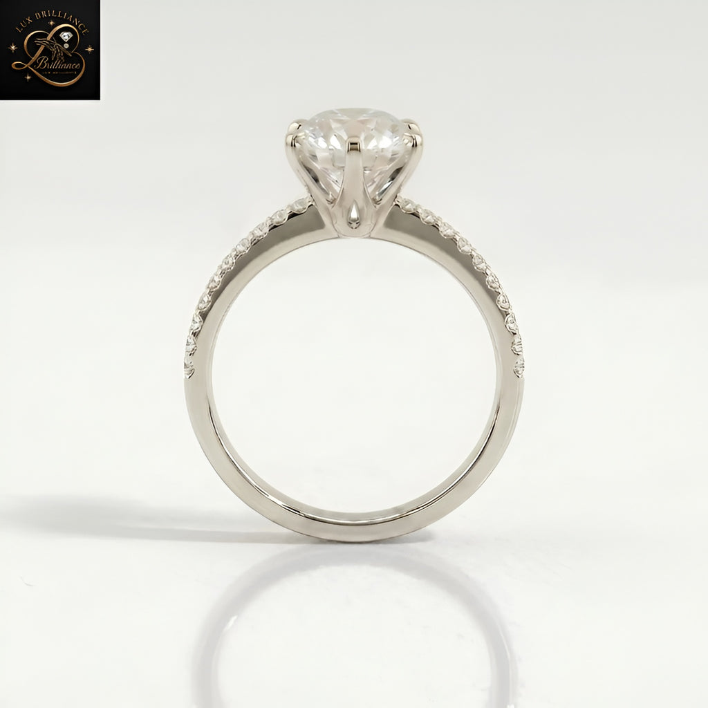 Solitaire Round Cut Engagement Ring | 18K Lab Ground 6 Prong - Pave Diamond Ring | Gift For Her (Copy) (Copy)