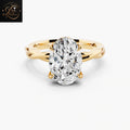 Unique Oval Cut Diamond Engagement Ring | 14k Gold Hidden Halo Gift Ring