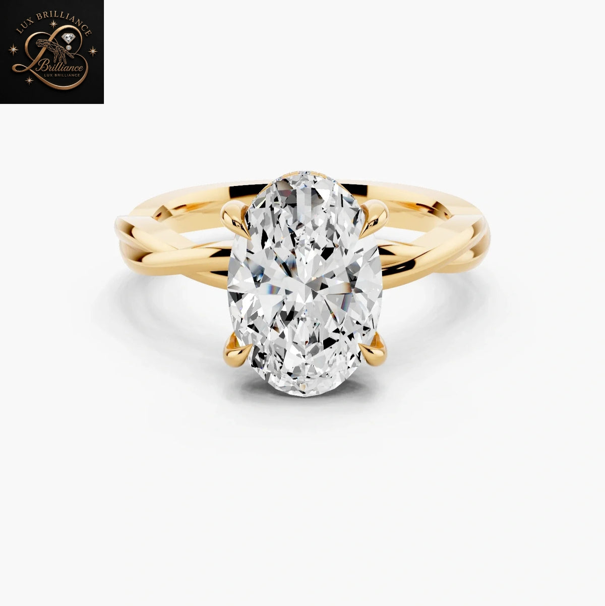 Unique Oval Cut Diamond Engagement Ring | 14k Gold Hidden Halo Gift Ring