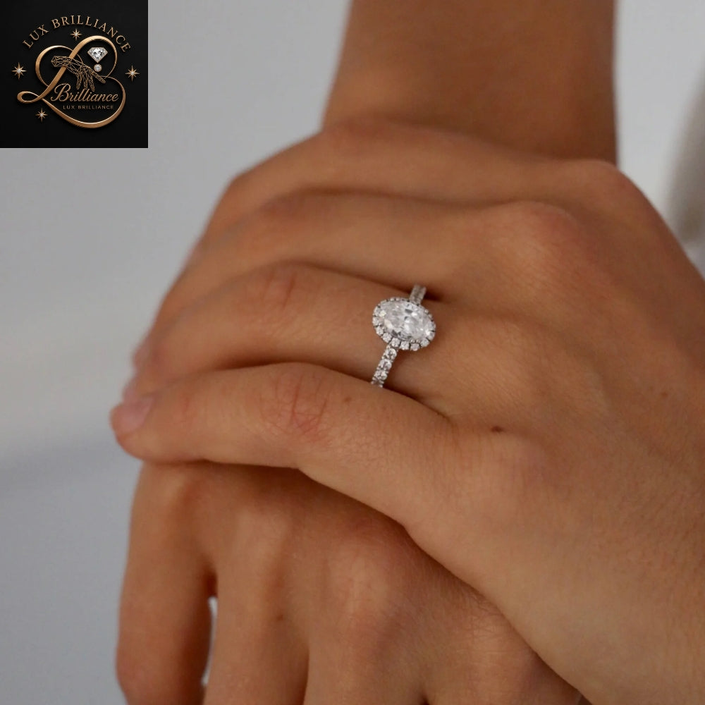 1.25Ct Oval Cut Diamond Halo Engagement Ring | Delicate Micro-Pave Halo 14K White Gold Ring | Wedding Ring For Her