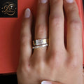 East-West Emerald Cut Diamond Bezel Ring | Yellow Gold Wedding Ring  | Gift for her