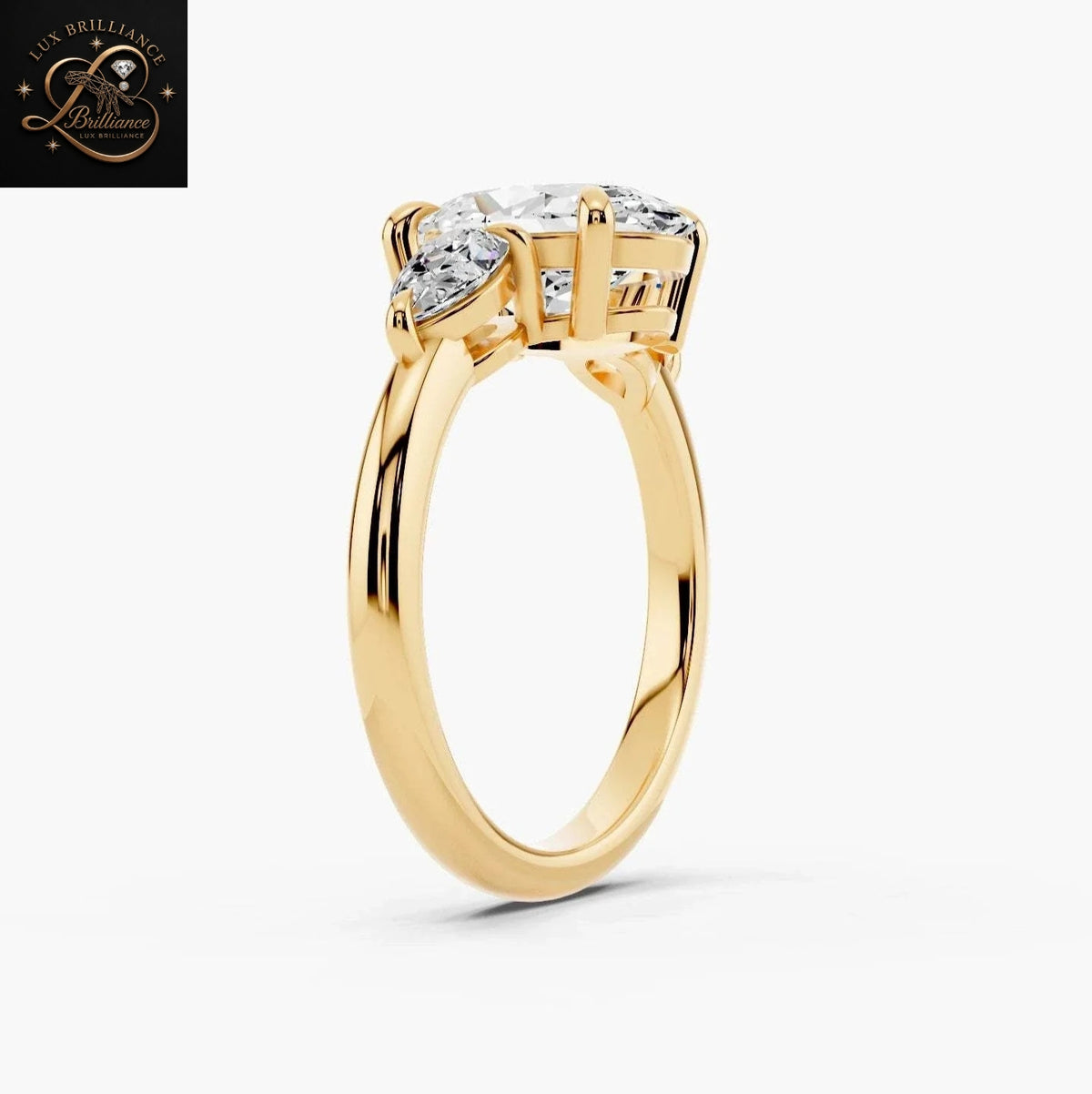 Oval Cut Center Diamond with Pear Side Stones Three-Stone Engagement Ring | Gift For Her