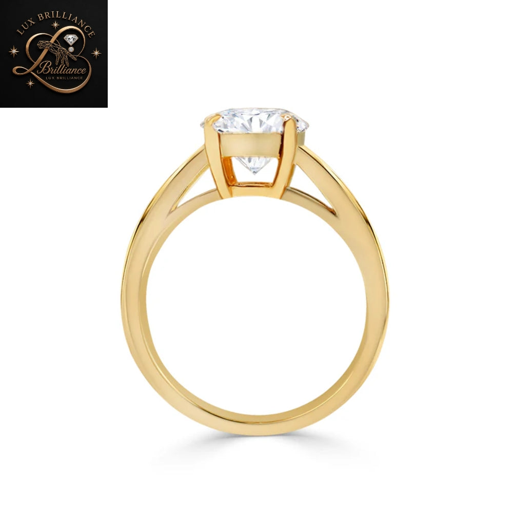 Round Diamond Solitaire Engagement Ring | 14k Split Shank Ring | Gift For Ring