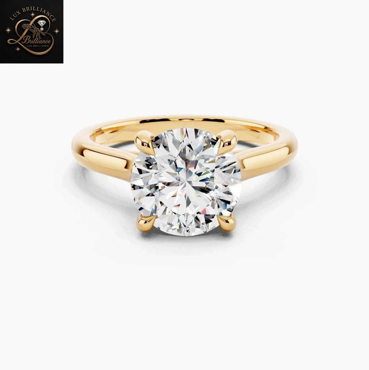 2.5 CT Round Brilliant Cut Diamond Solitaire Engagement Ring | 14K Yellow Gold Wedding Ring
