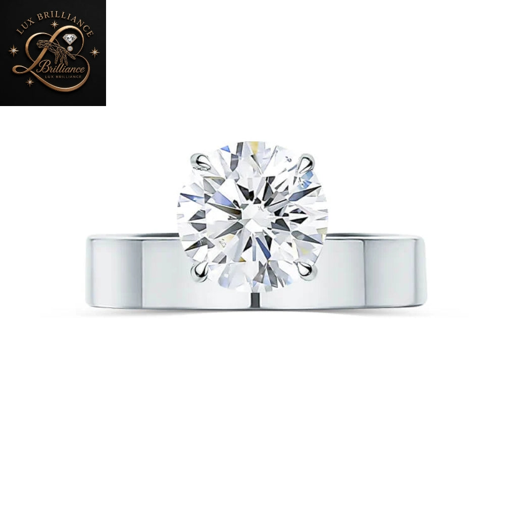 3Ct Round Diamond Solitaire Ring | Modern Wide Band Ring | Primes Ring