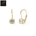 Bezel Set Asscher Cut Diamond Lever back Earrings | Solid Gold Solitaire Dangles